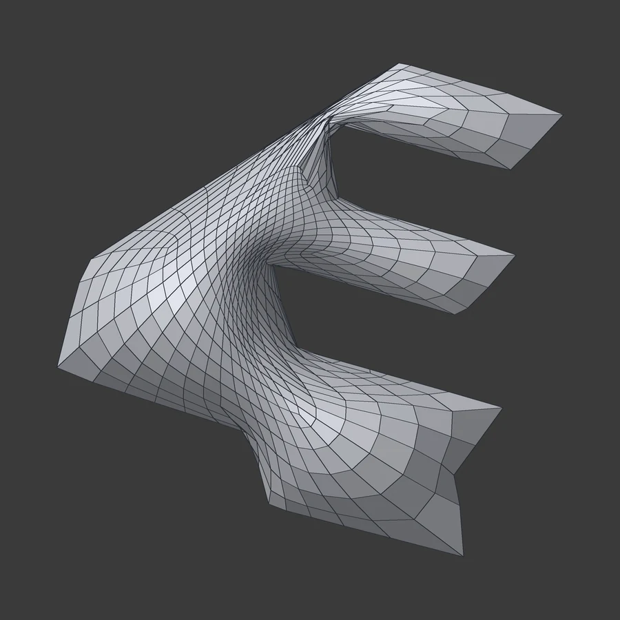 Before, top view: the old ring layout crowds into the corners of a traced logo